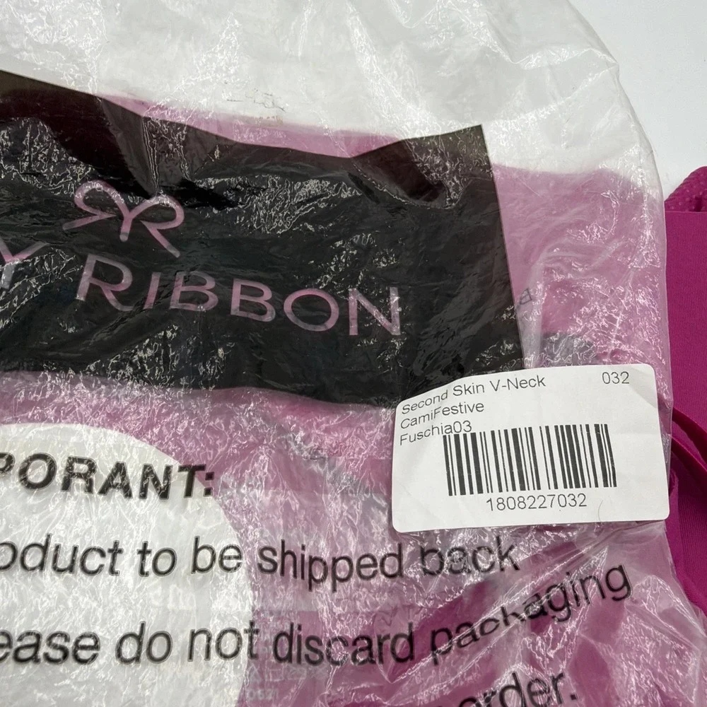 RUBY RIBBON SECOND SKIN V NECK CAMI Fuschia #1808 Size 32 NEW!